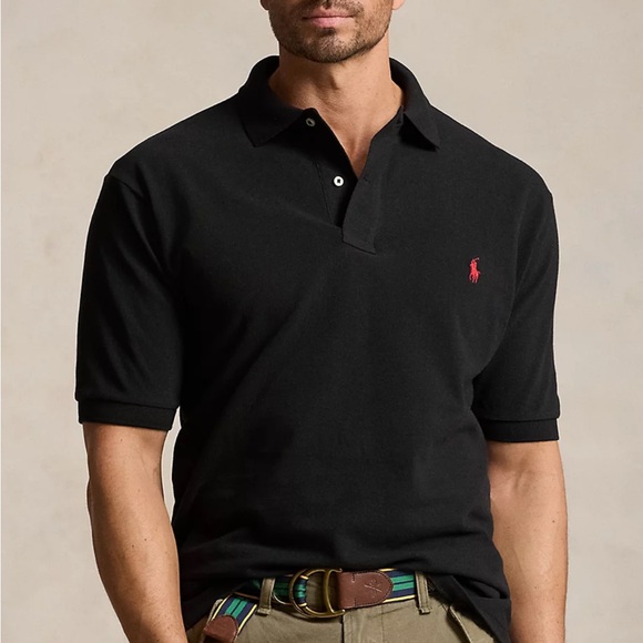 Polo Ralph Lauren Other - Men’s Iconic Polo by Ralph Lauren Classic Mesh Polo Shirt Black/Red - Big & Tall
